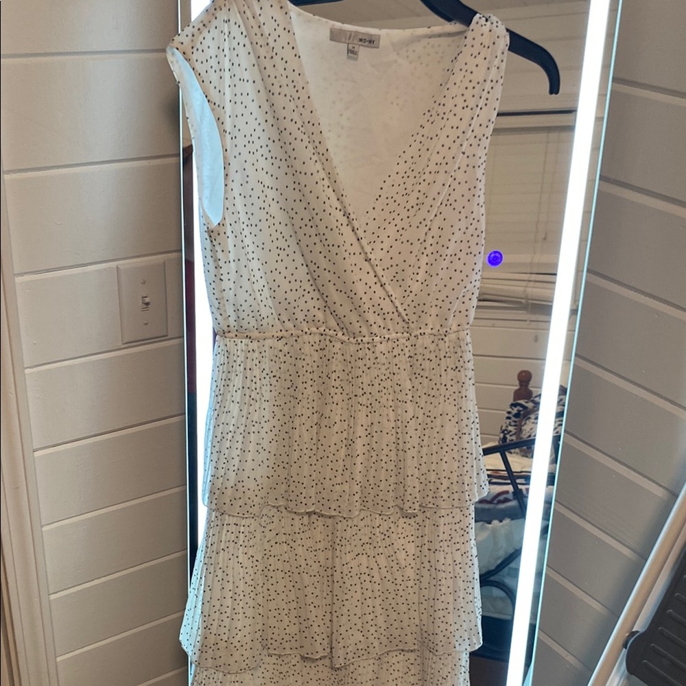 White Polka Dot Tiered Dress